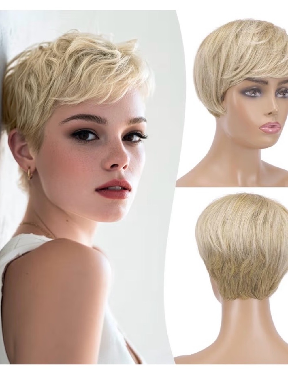 Women's Blonde Pixie Cut Short Synthetic Wig NEW